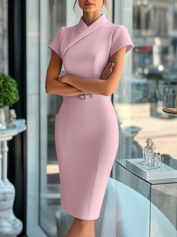NORELLA | Sleek Sky Blue Asymmetrical Dress with Belt