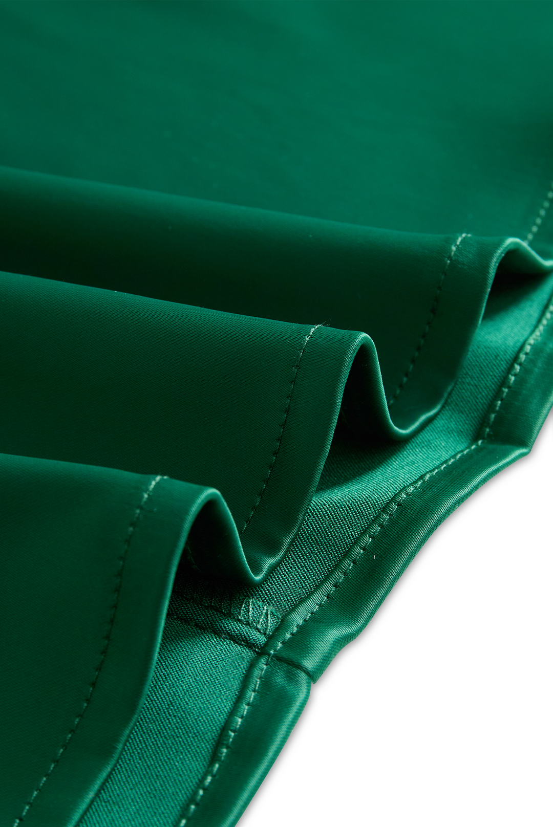 NORELLA | Deep V-Neck Satin Blouse with Lace Details - Emerald Allure