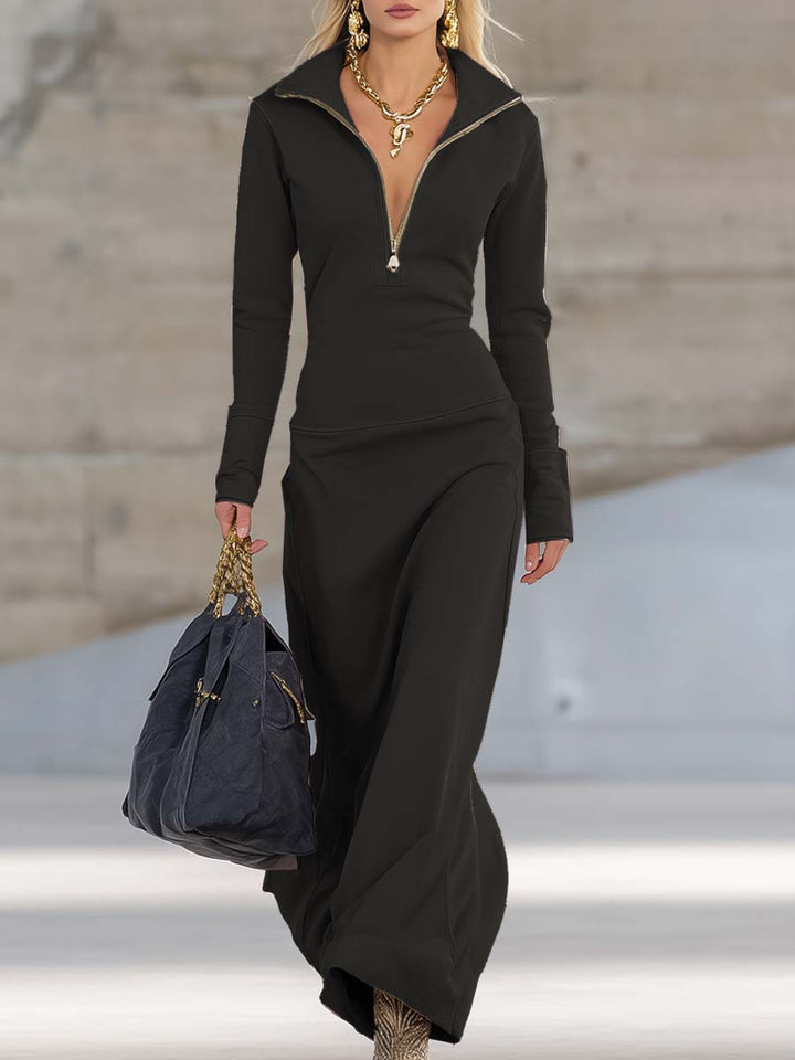 NORELLA | Gaia Sporty Dress with Zip and V-Neck