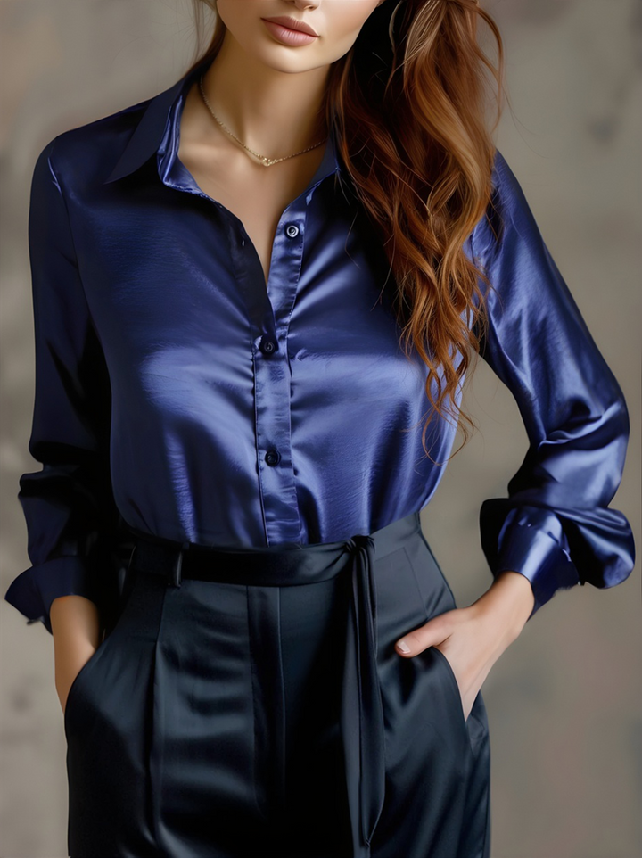 NORELLA | Satin Blouse with Long Sleeves