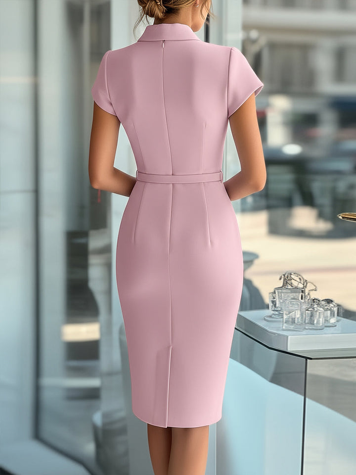 NORELLA | Sleek Sky Blue Asymmetrical Dress with Belt