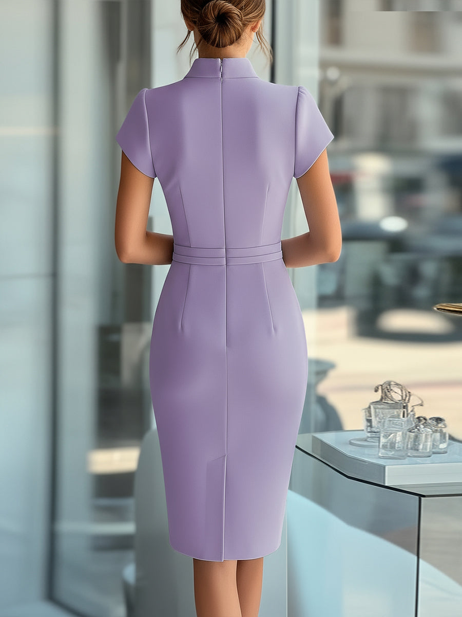 NORELLA | Sleek Sky Blue Asymmetrical Dress with Belt