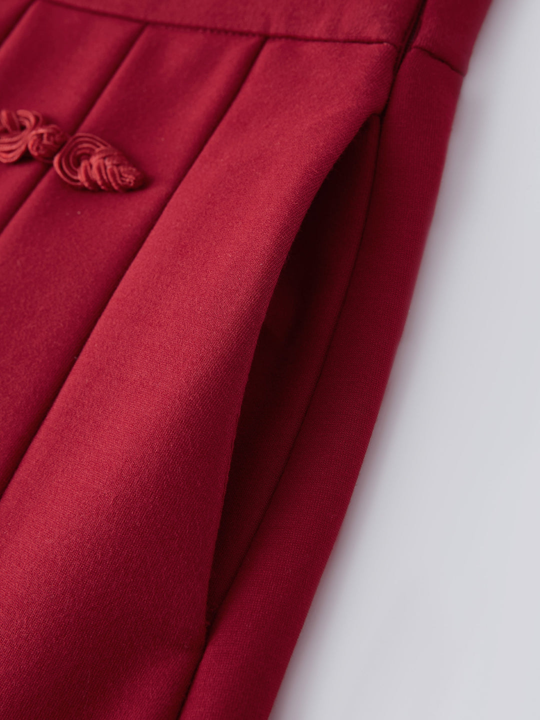 NORELLA | Pleated Midi A-Line Skirt with Frog Button Detail