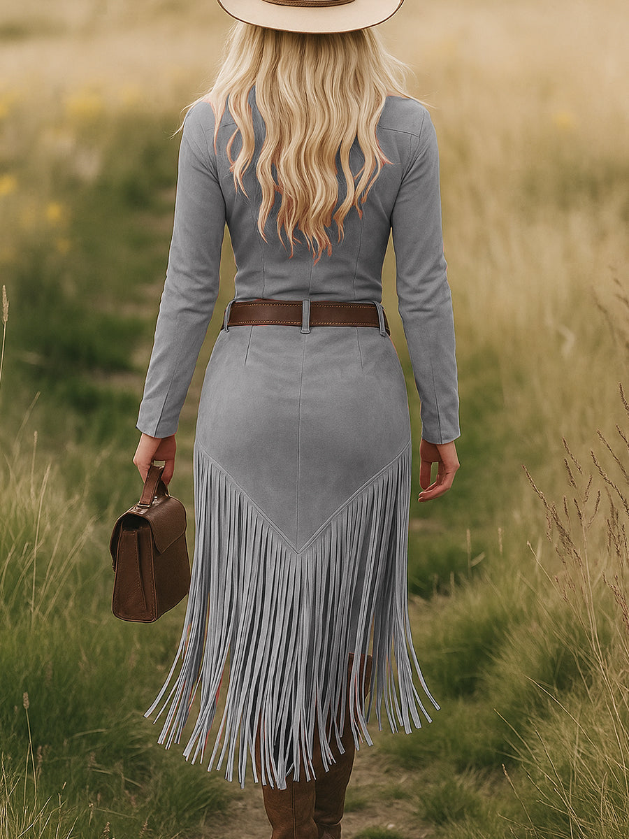NORELLA | Valencia Suede Dress with Fringing