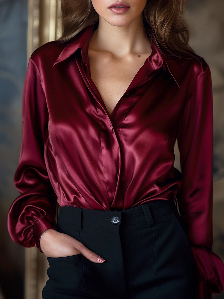 NORELLA | Satin Blouse with Long Sleeves