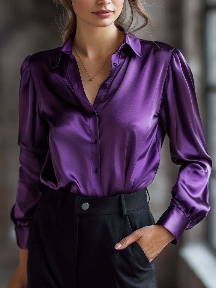 NORELLA | Satin Blouse with Long Sleeves