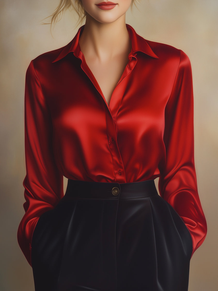 NORELLA | Satin Blouse with Long Sleeves