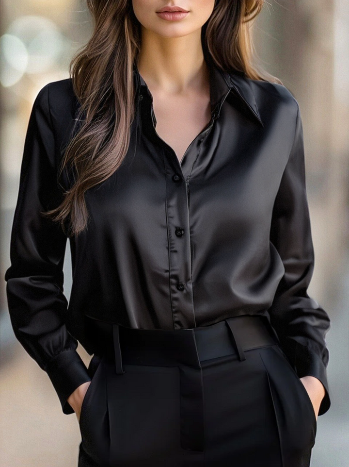 NORELLA | Satin Blouse with Long Sleeves