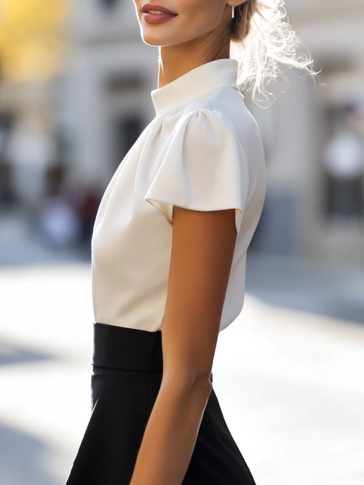 NORELLA | Sophisticated Pleated High-Neck Blouse