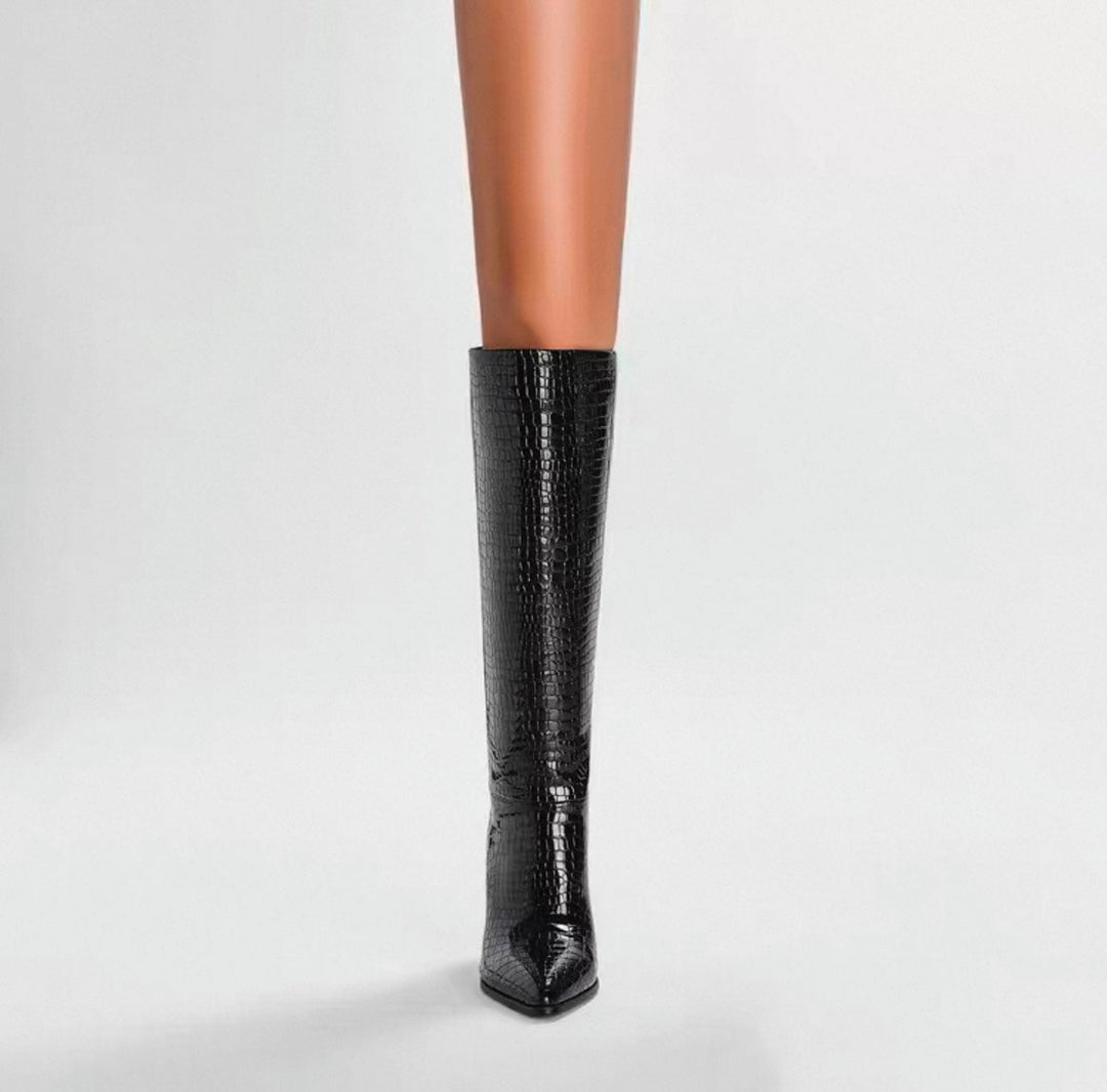 NORELLA | Leather Ankle Boots with Texture & Straw Look