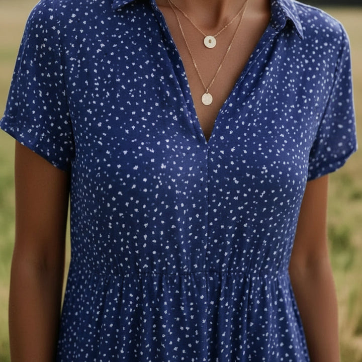 NORELLA | ROSALINDA POLKA DOT V-NECK MIDI DRESS