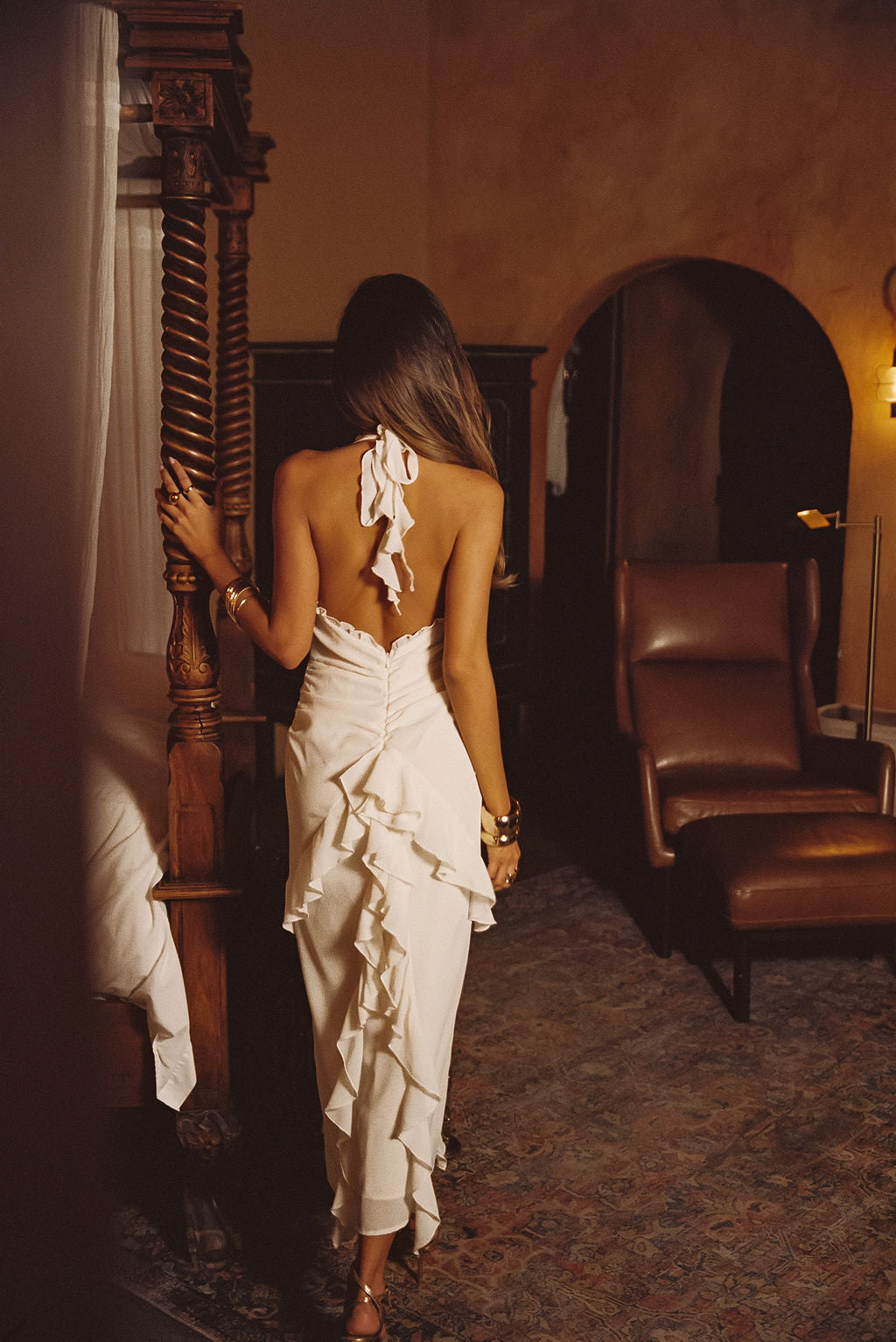NORELLA | Aria Cream Halter Maxi Dress