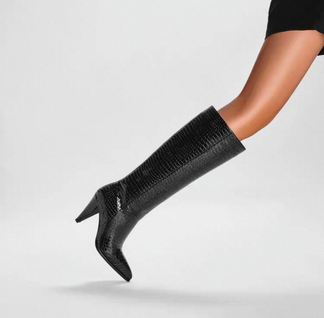NORELLA | Leather Ankle Boots with Texture & Straw Look