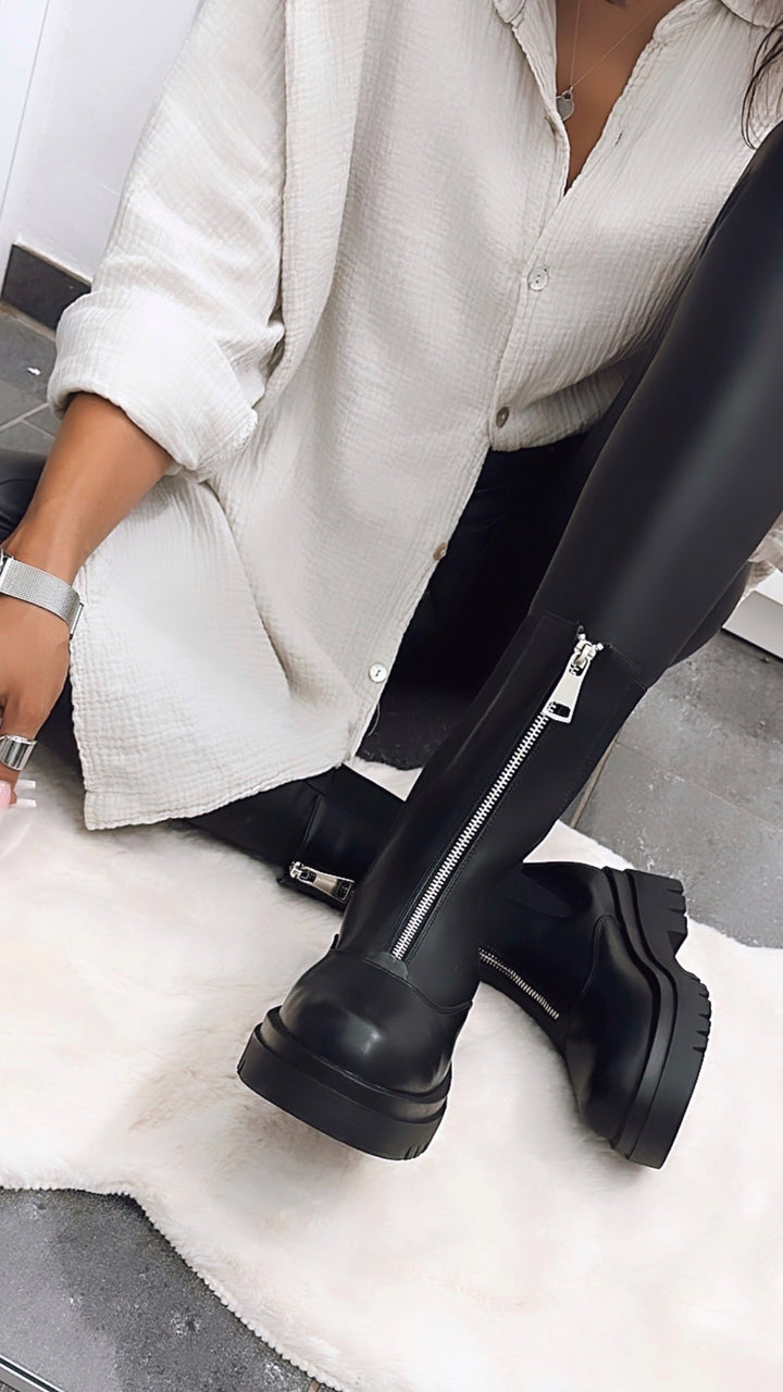 NORELLA | Zip Boots – Black Boots with Front Zip