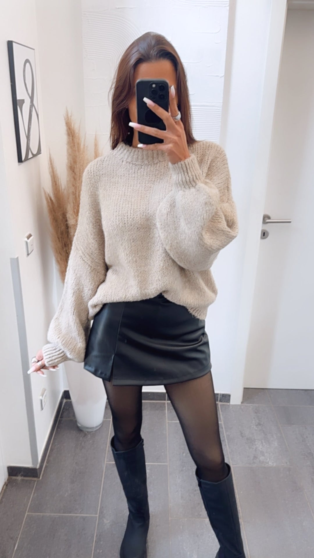 NORELLA | Faux Leather Skirt-Short / Black