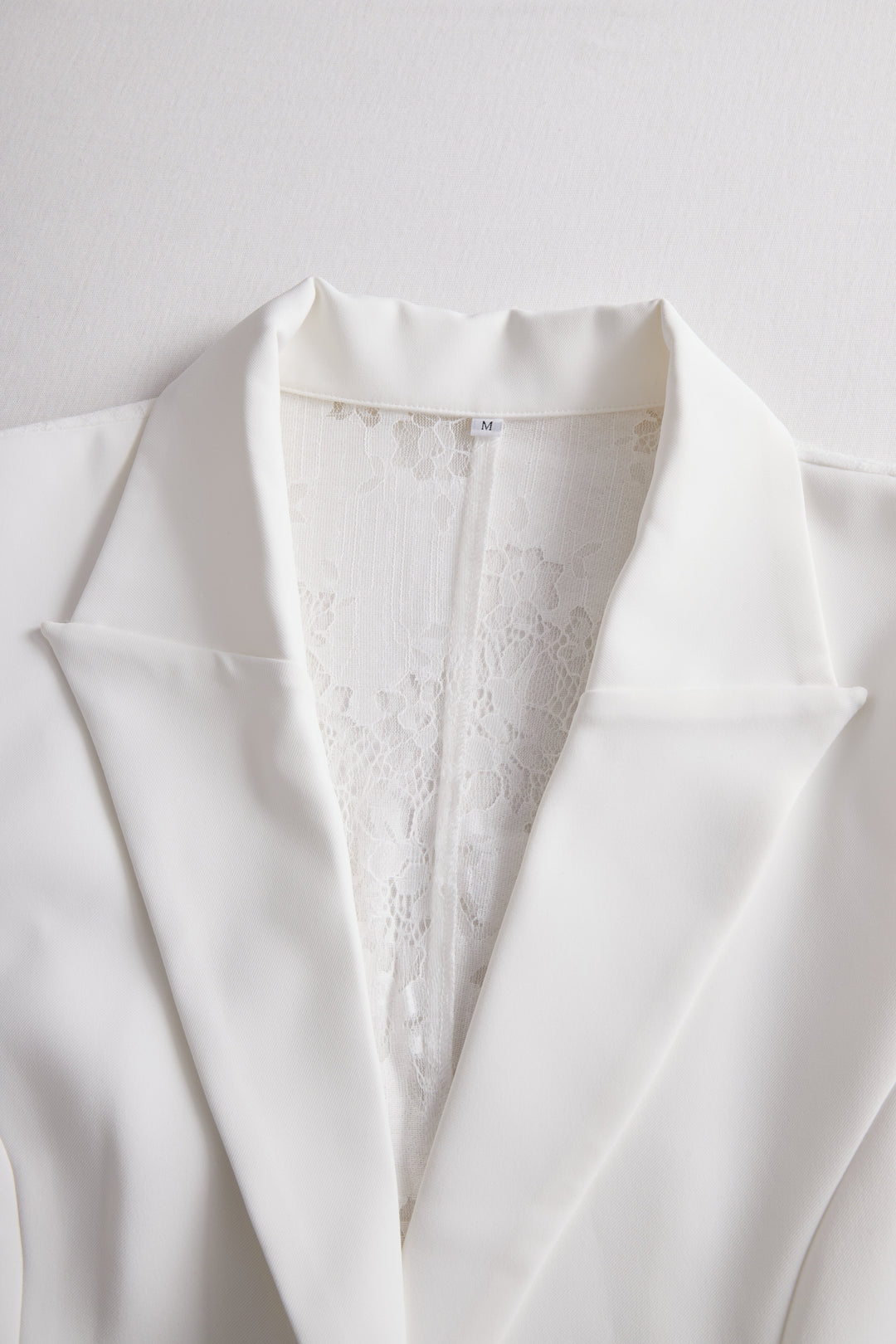 NORELLA | Elegant White Lace-Backed Blazer with Structured Silhouette