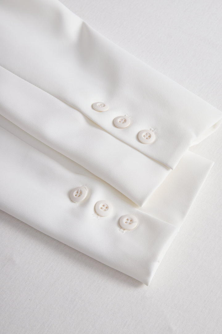 NORELLA | Elegant White Lace-Backed Blazer with Structured Silhouette