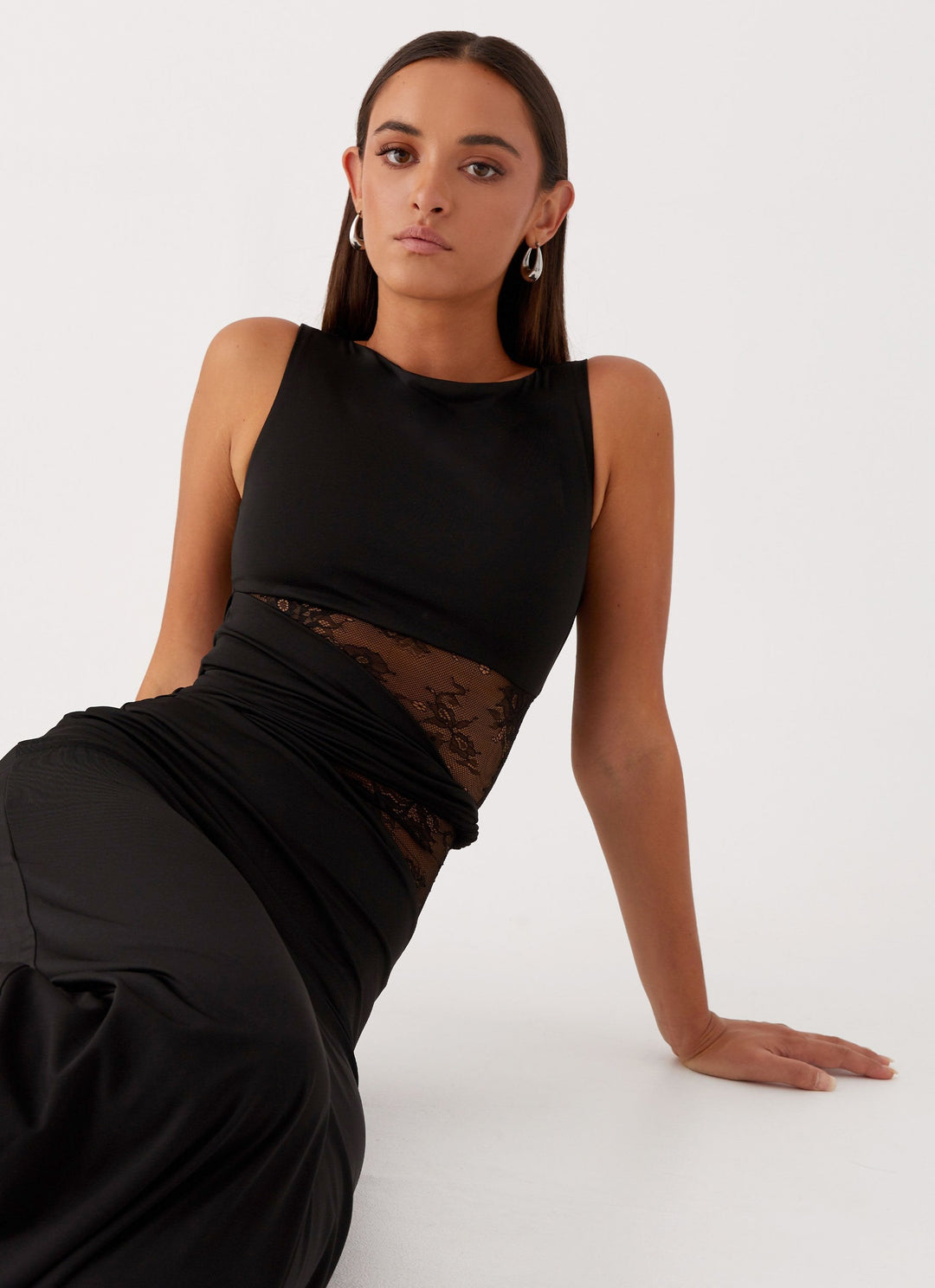 NORELLA | Flattering Leni maxi dress with subtle cut-outs and lacing