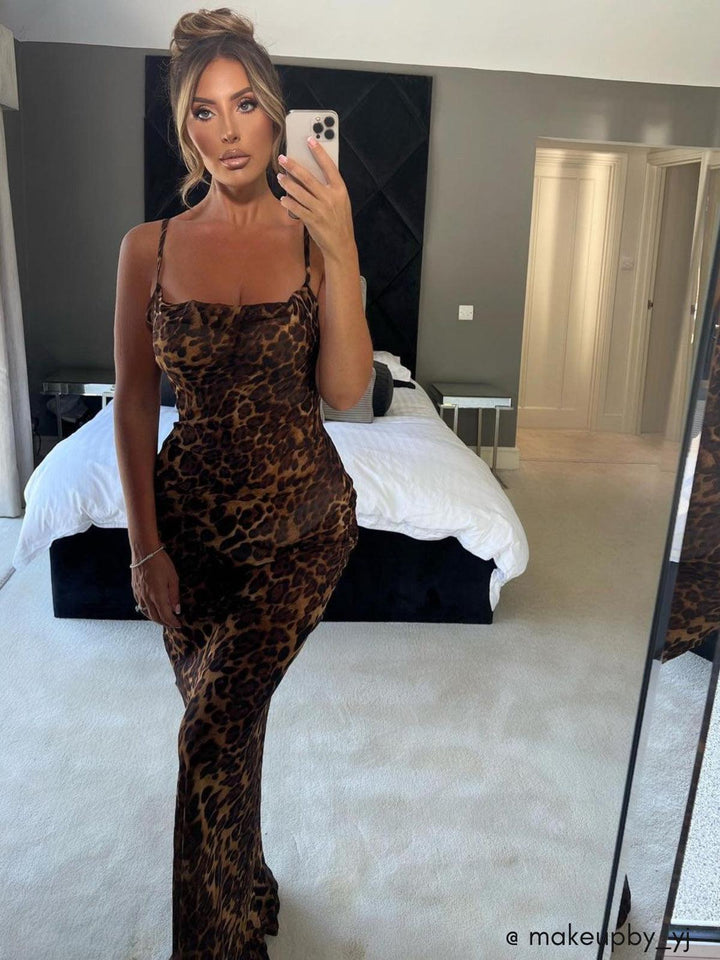 NORELLA | Leopard print maxi dress with spaghetti straps