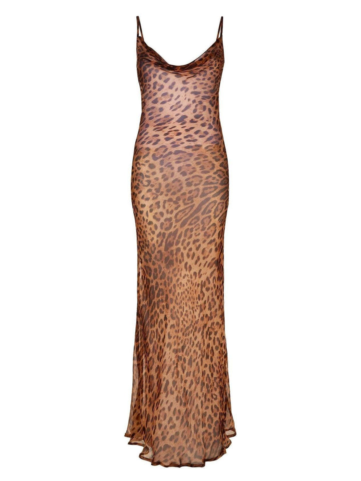 NORELLA | Leopard print maxi dress with spaghetti straps
