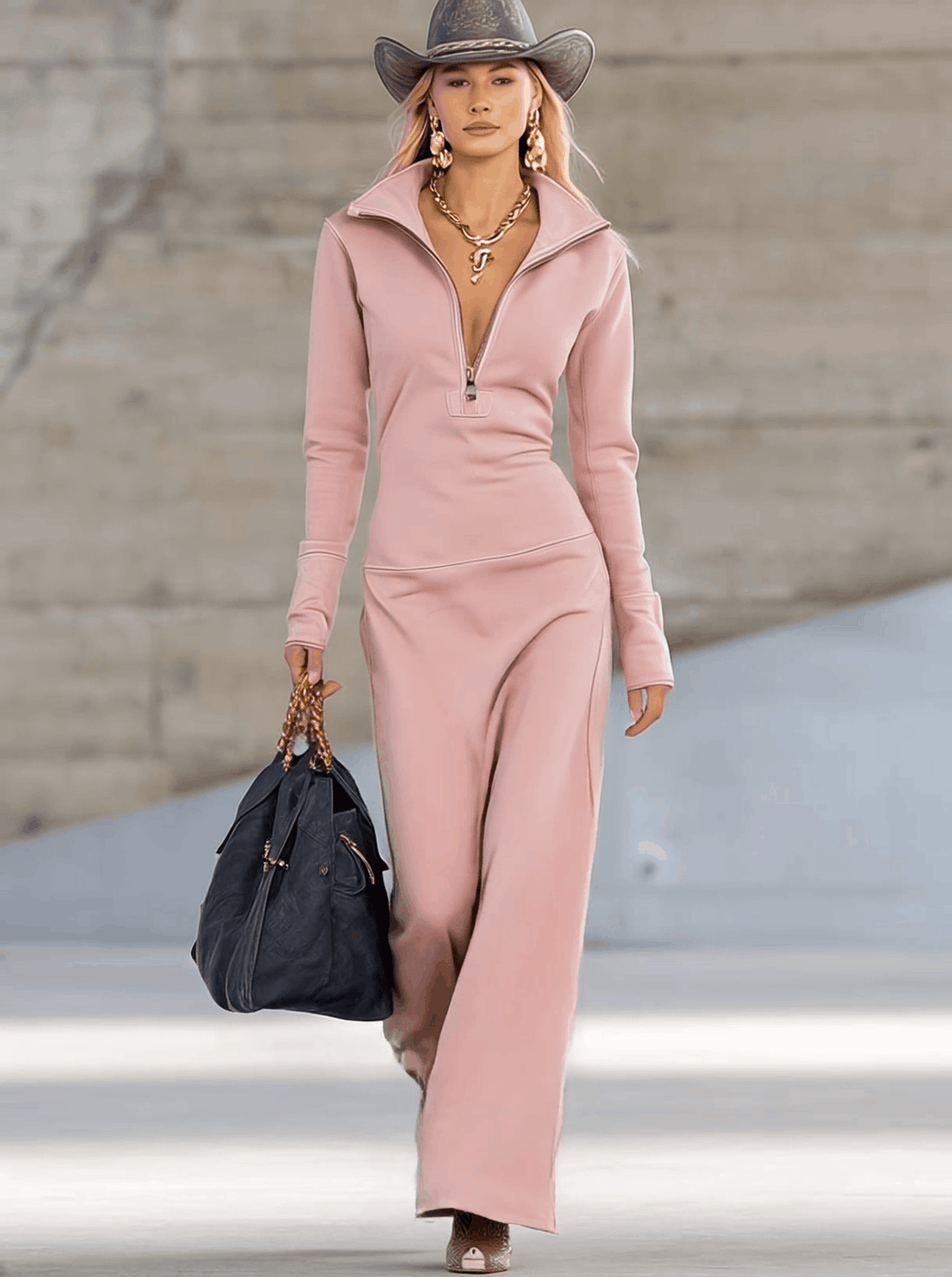 NORELLA | Gaia Sporty Dress with Zip and V-Neck