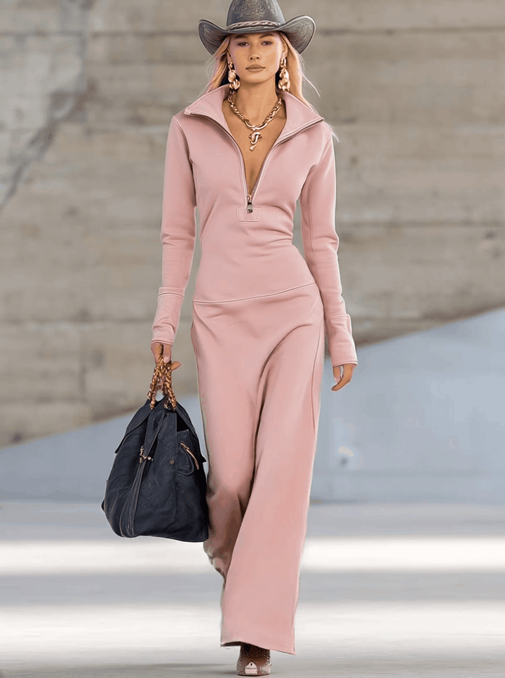 NORELLA | Gaia Sporty Dress with Zip and V-Neck