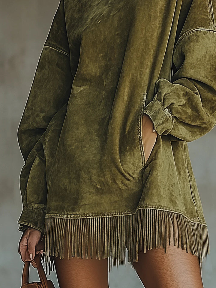 NORELLA | Amalia Dress with High Neck and Fringing