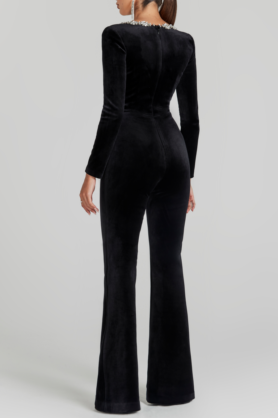 NORELLA | Jumpsuit Ritia with Square Neckline and Diamond Accents
