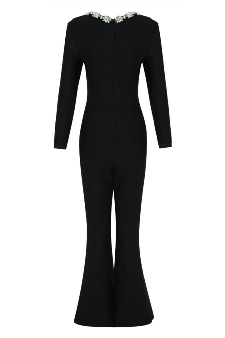 NORELLA | Jumpsuit Ritia with Square Neckline and Diamond Accents