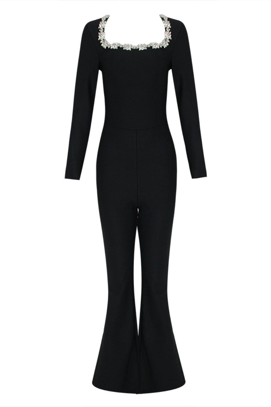 NORELLA | Jumpsuit Ritia with Square Neckline and Diamond Accents