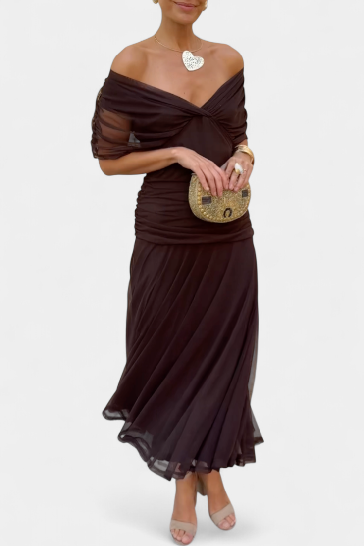 NORELLA | LONG FLORAL V-NECK DRESS