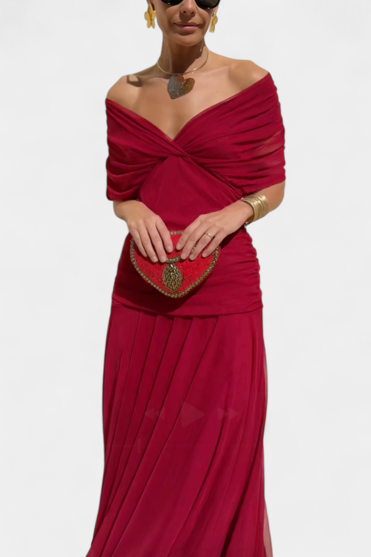 NORELLA | LONG FLORAL V-NECK DRESS