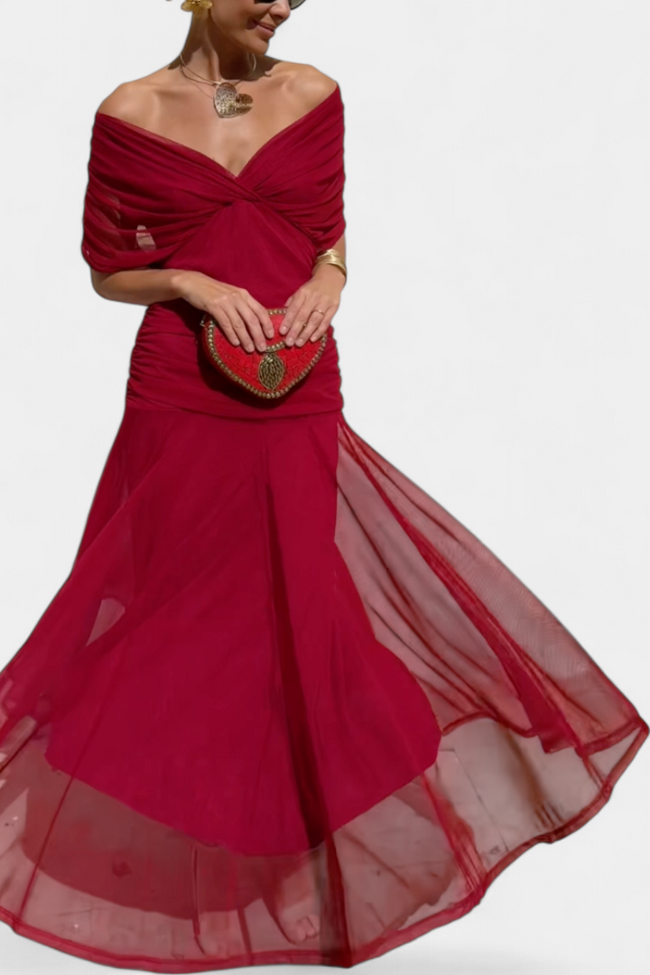 NORELLA | LONG FLORAL V-NECK DRESS