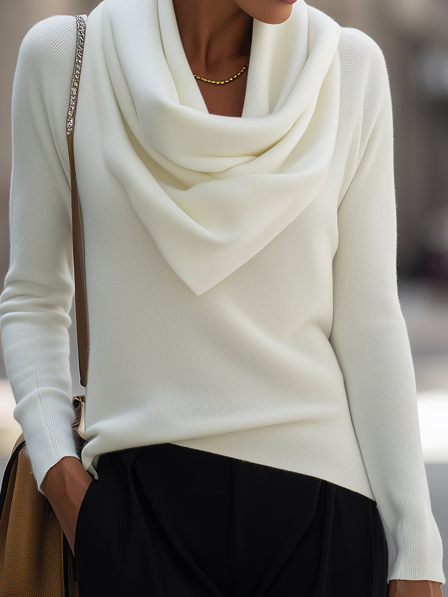 NORELLA | Draped Cowl Neck Long-Sleeve Top
