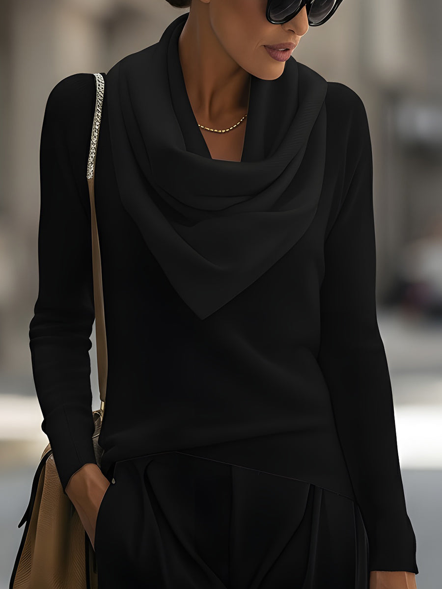 NORELLA | Draped Cowl Neck Long-Sleeve Top