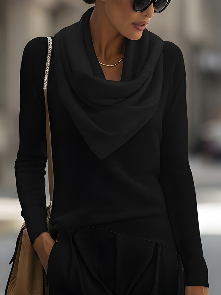 NORELLA | Draped Cowl Neck Long-Sleeve Top