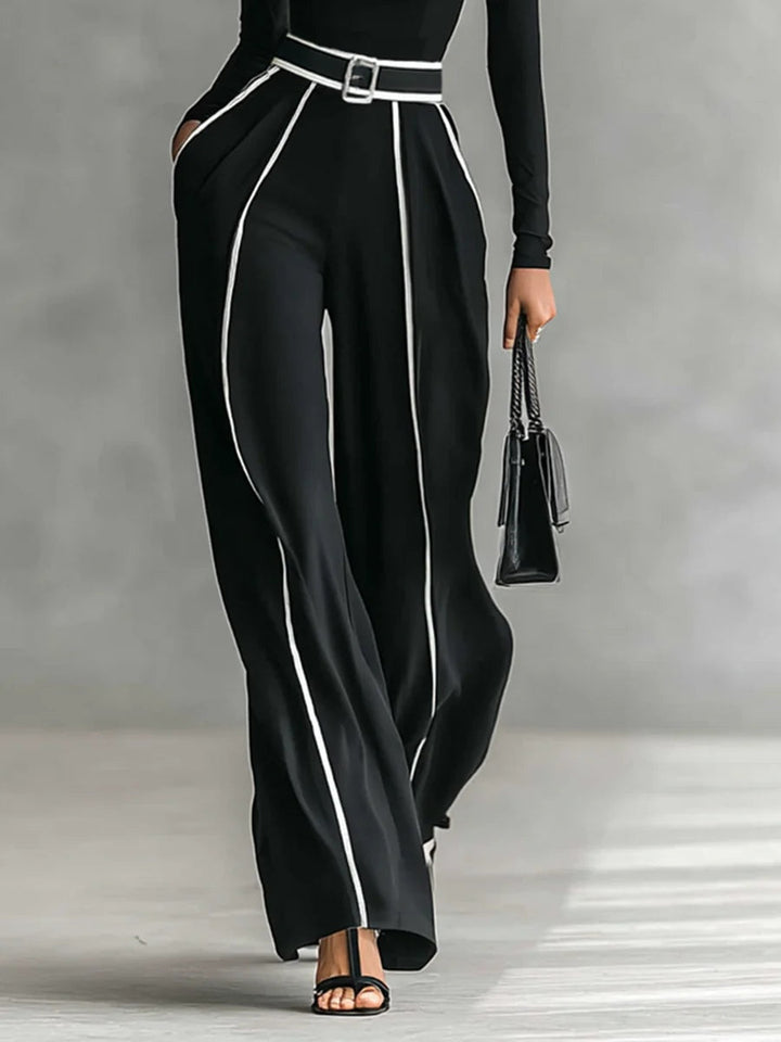 NORELLA | Emma Elegant Two-Piece Set with High Neck and Wide-Leg Trousers
