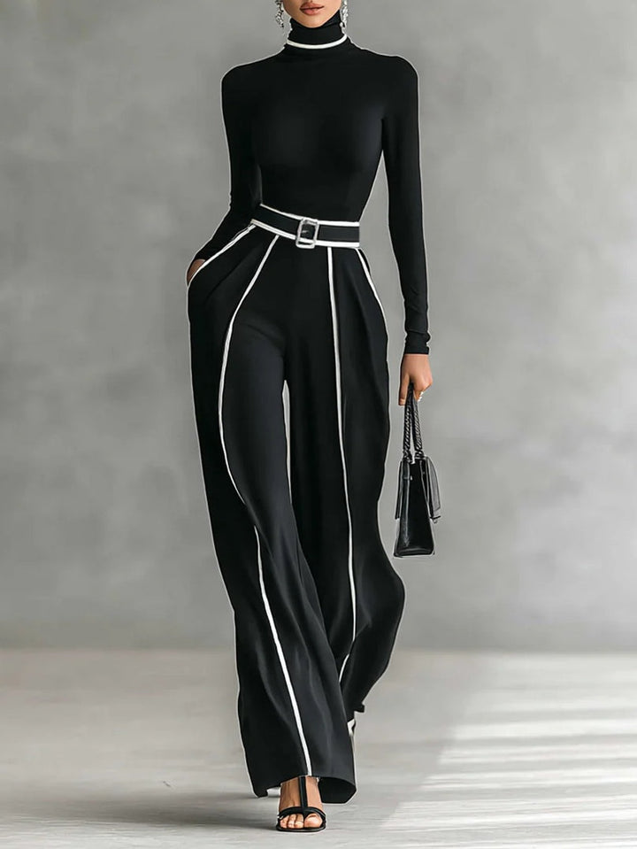 NORELLA | Emma Elegant Two-Piece Set with High Neck and Wide-Leg Trousers