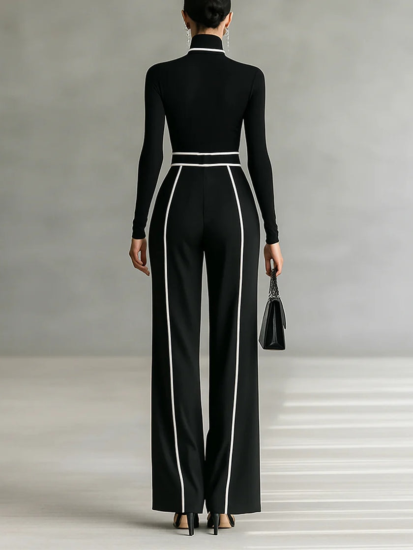 NORELLA | Emma Elegant Two-Piece Set with High Neck and Wide-Leg Trousers