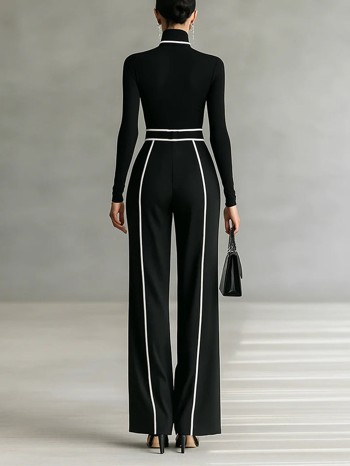 NORELLA | Emma Elegant Two-Piece Set with High Neck and Wide-Leg Trousers