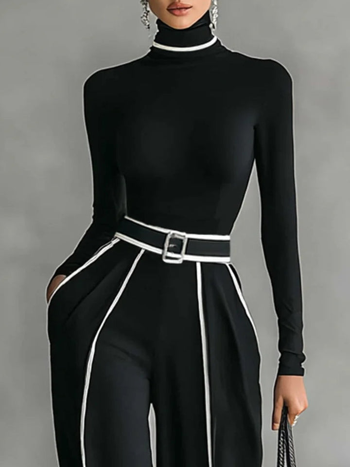 NORELLA | Emma Elegant Two-Piece Set with High Neck and Wide-Leg Trousers