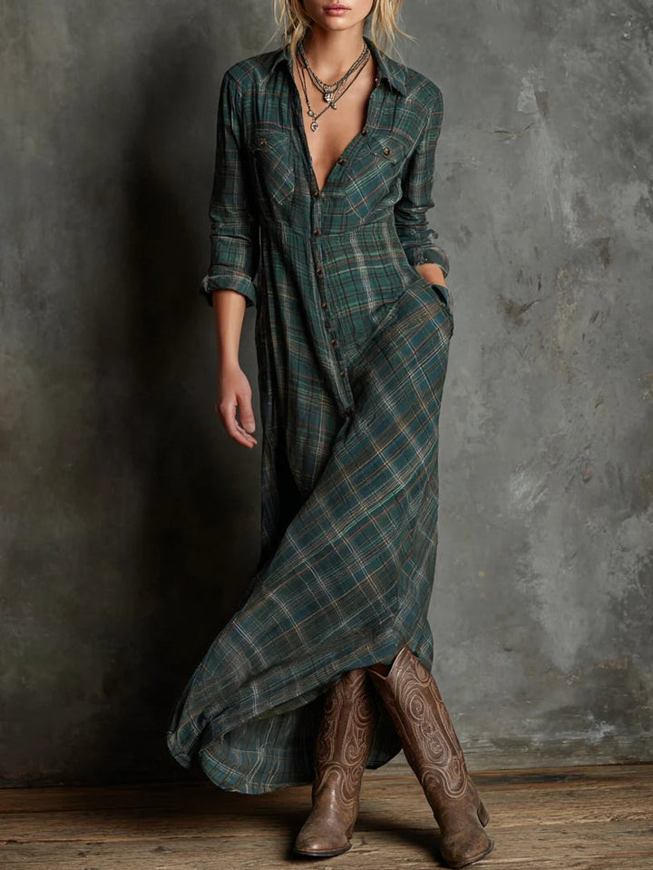 NORELLA | Valentina Long Checked Dress