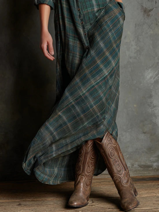 NORELLA | Valentina Long Checked Dress