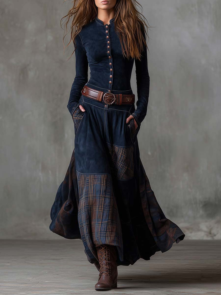 NORELLA | Elisa Maxi Dress in Eco-Friendly Suede with Belt