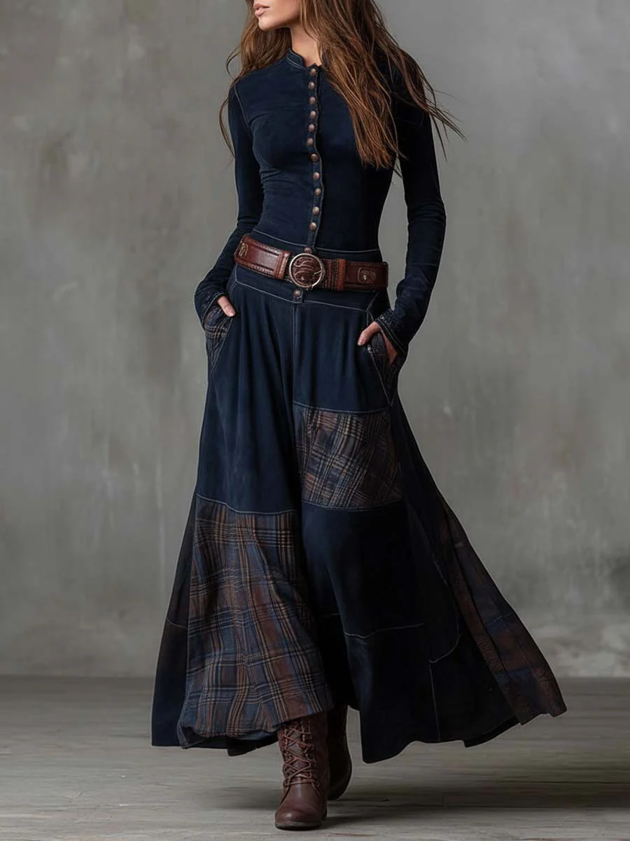 NORELLA | Elisa Maxi Dress in Eco-Friendly Suede with Belt