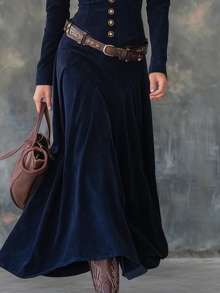 NORELLA | Diana Long Suede Dress with Buttons