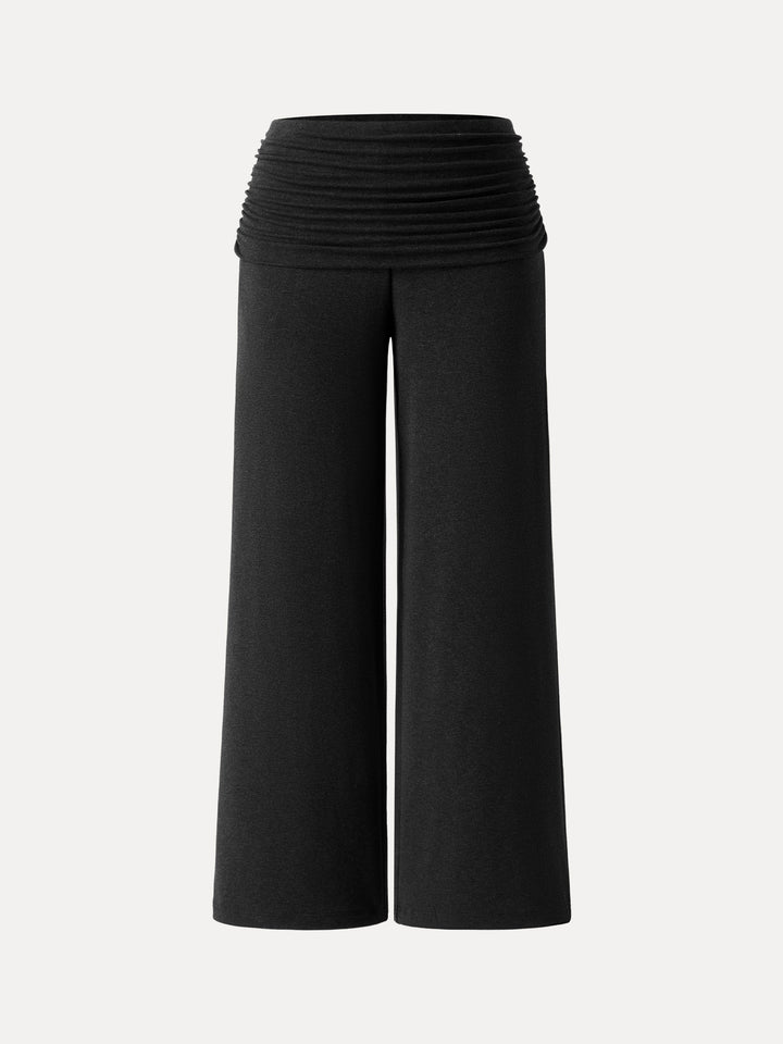 NORELLA | Elegant Wide Leg Trousers in Soft Wool Blend with Pockets