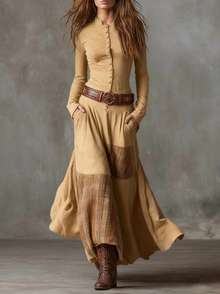 NORELLA | Elisa Maxi Dress in Eco-Friendly Suede with Belt