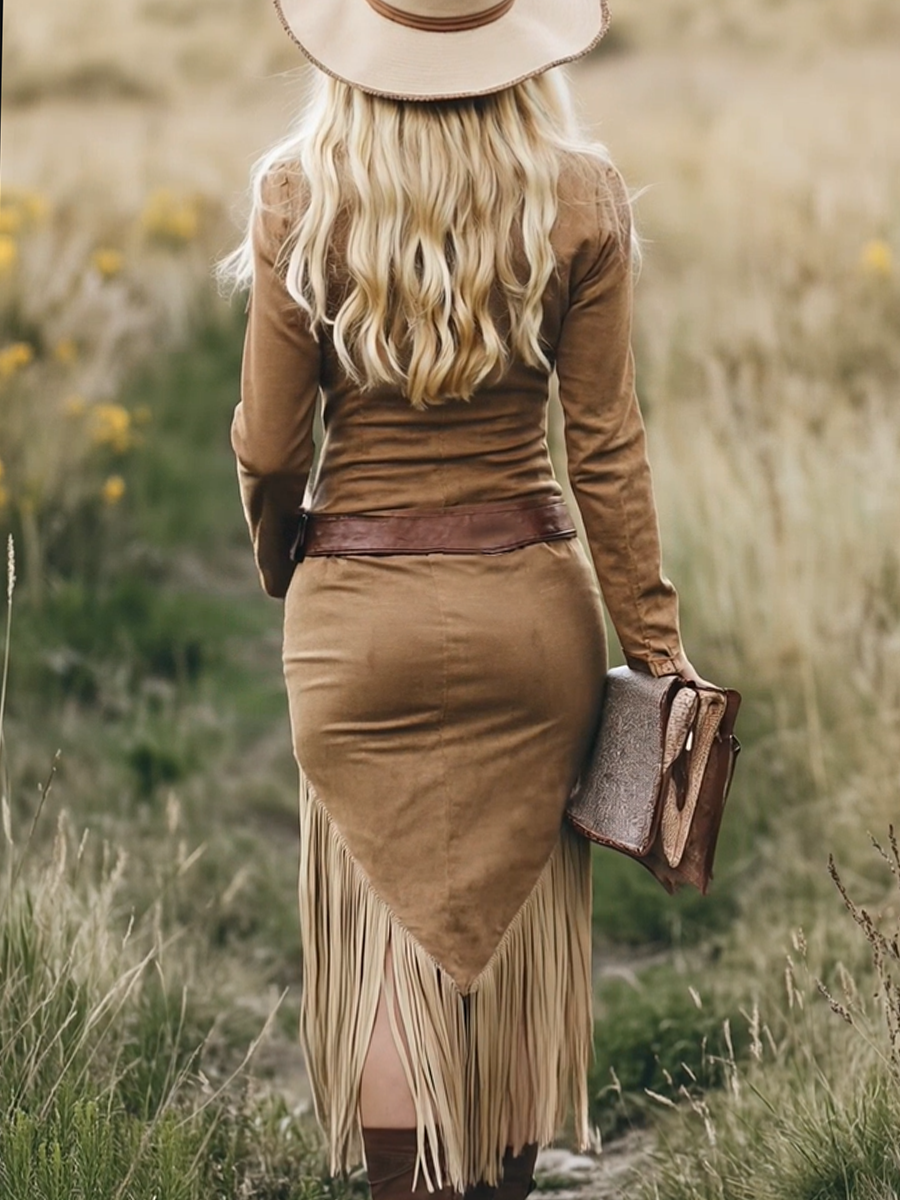 NORELLA | Valencia Suede Dress with Fringing