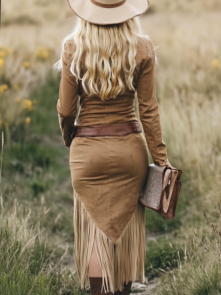 NORELLA | Valencia Suede Dress with Fringing